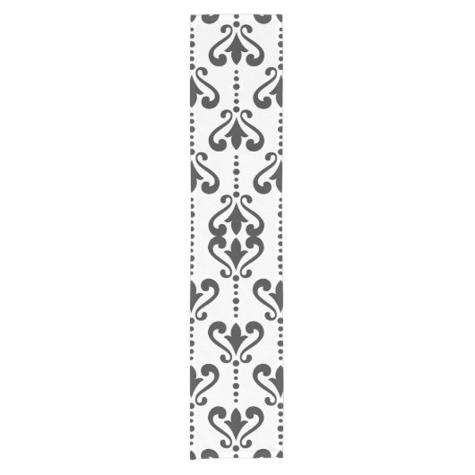 Luxe Zwart-wit damast Korte Tafelloper (Voorkant)