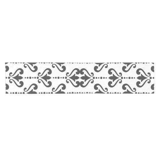 Luxe Zwart-wit damast Korte Tafelloper (Horizontaal)