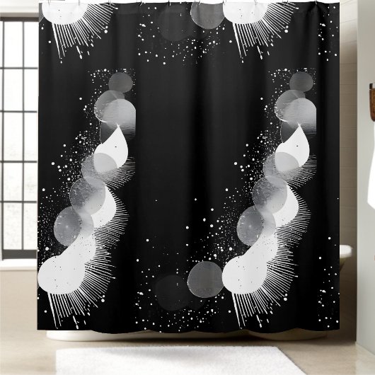Luxe zwart-wit douchegordijn stijl 1