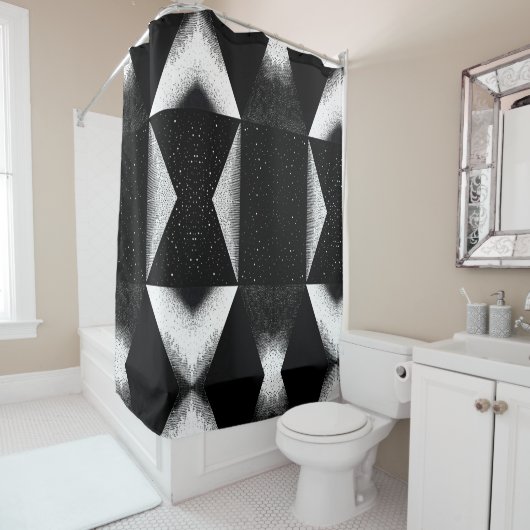 Luxe zwart-wit douchegordijn stijl 2 (In situ)