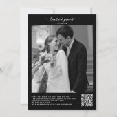 Luxe Zwart & Wit Foto QR Code Classy Bruiloft Kaart (Achterkant)