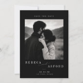Luxe zwart-wit foto save the date (Voorkant)