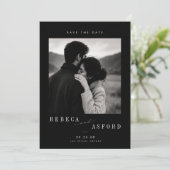 Luxe zwart-wit foto save the date (Staand voorkant)
