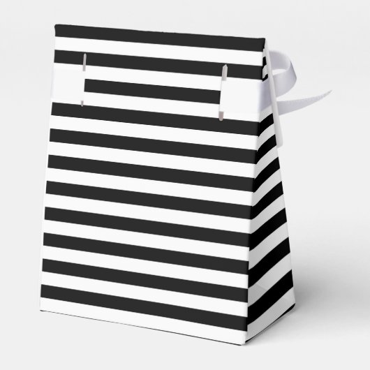 Luxe zwart-wit gestreepte bruiloft gunstbox bedankdoosjes (Achterkant)