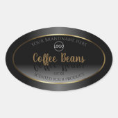 Luxe zwart-wit Gold-etiket met Logo Ovale Sticker (Voorkant)