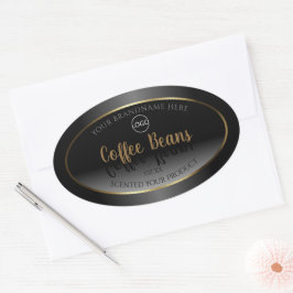 Luxe zwart-wit Gold-etiket met Logo Ovale Sticker