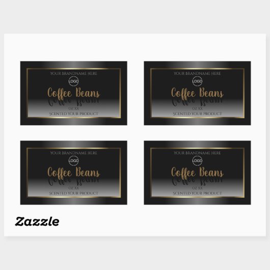 Luxe zwart-wit Gold-etiket met Logo Rechthoekige Sticker (Vel)