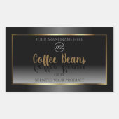 Luxe zwart-wit Gold-etiket met Logo Rechthoekige Sticker (Voorkant)