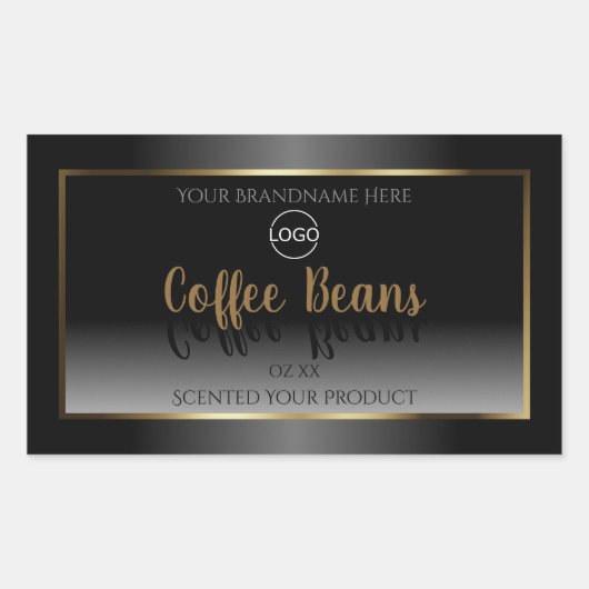 Luxe zwart-wit Gold-etiket met Logo Rechthoekige Sticker (Voorkant)