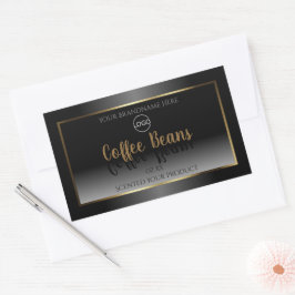 Luxe zwart-wit Gold-etiket met Logo Rechthoekige Sticker