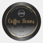 Luxe zwart-wit Gold-etiket met Logo Ronde Sticker (Voorkant)