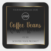 Luxe zwart-wit Gold-etiket met Logo Vierkante Sticker (Voorkant)