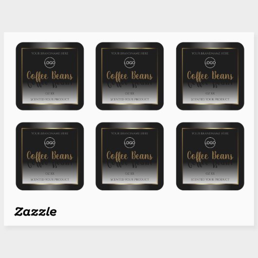 Luxe zwart-wit Gold-etiket met Logo Vierkante Sticker (Vel)