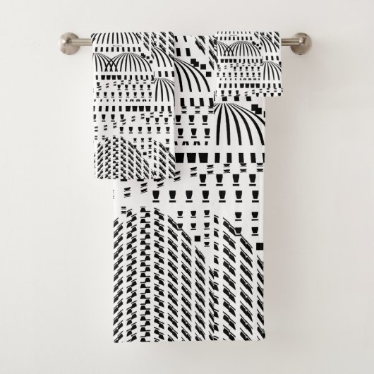 LUXE ZWART-WIT GOLVEND BAD HANDDOEK (Insitu)