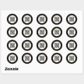 Luxe Zwart Wit Goud Gestreept Scannbare QR-code Ronde Sticker (Vel)