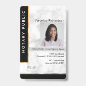 Luxe Zwart Wit Gouden Marmeren Notaris Badge (Voorzijde)