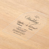 Luxe Zwart & Wit Huwelijk Chic Artistiek Paar Acryl Uitnodigingen (Laagn)