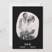 Luxe Zwart & Wit Huwelijk Chic Artistiek Paar Bedankkaart (Achterkant)