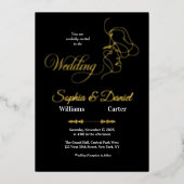 Luxe Zwart & Wit Huwelijk Chic Artistiek Paar Folie Uitnodiging (Voorkant)