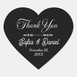 Luxe Zwart & Wit Huwelijk Chic Artistiek Paar Hart Sticker