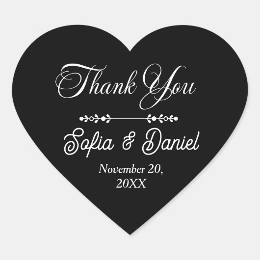 Luxe Zwart & Wit Huwelijk Chic Artistiek Paar Hart Sticker (Voorkant)