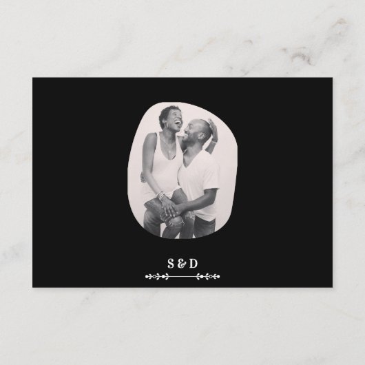 Luxe Zwart & Wit Huwelijk Chic Artistiek Paar Informatiekaartje (Achterkant)