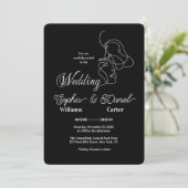 Luxe Zwart & Wit Huwelijk Chic Artistiek Paar Kaart (Staand voorkant)