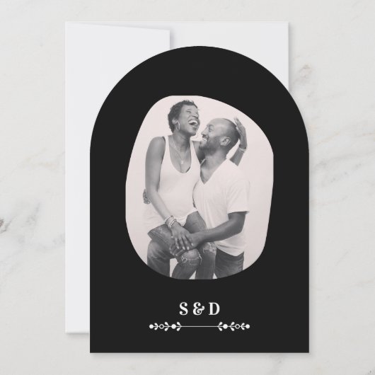 Luxe Zwart & Wit Huwelijk Chic Artistiek Paar Kaart (Achterkant)