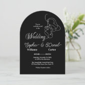 Luxe Zwart & Wit Huwelijk Chic Artistiek Paar Kaart (Staand voorkant)