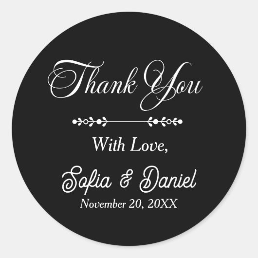 Luxe Zwart & Wit Huwelijk Chic Artistiek Paar Ronde Sticker (Voorkant)