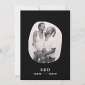 Luxe Zwart & Wit Huwelijk Chic Artistiek Paar Save The Date (Achterkant)