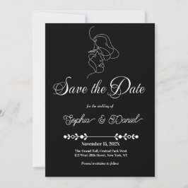 Luxe Zwart & Wit Huwelijk Chic Artistiek Paar Save The Date
