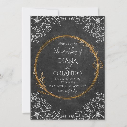 Luxe zwart-wit huwelijksuitnodiging kaart (Voorkant)