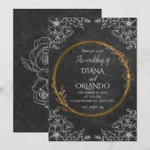 Luxe zwart-wit huwelijksuitnodiging kaart (Voorkant / Achterkant)