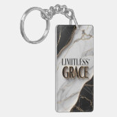 Luxe zwart-wit marmer met gouden accenten sleutelhanger (Voorkant Links)