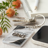 Luxe zwart-wit marmer met gouden accenten sleutelhanger (Voorkant Rechts)