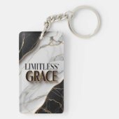 Luxe zwart-wit marmer met gouden accenten sleutelhanger (achterkant)