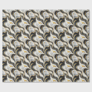 Luxe zwart-wit marmer met gouden glinsterende ader cadeaupapier