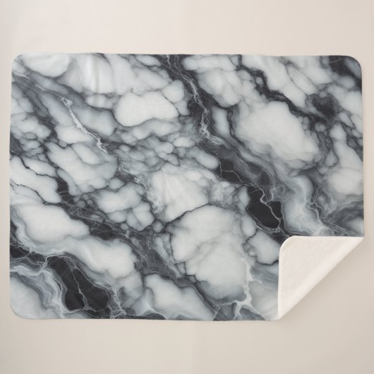 Luxe zwart-wit marmeren pluche deken (Voorkant (horizontaal))
