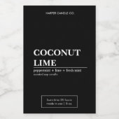 Luxe Zwart & Wit Mat Kaars Label Voedselcontainer Etiket (Enkel label)