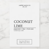 Luxe Zwart & Wit Mat Kaars Label Voedselcontainer Etiket (Enkel label)