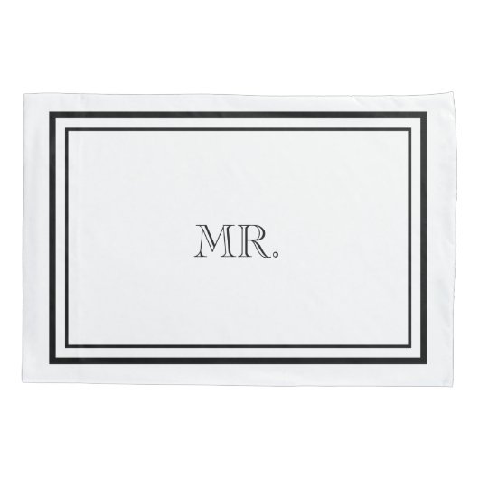 Luxe zwart-wit meneer & mevrouw kussensloop (Achterkant-Links)