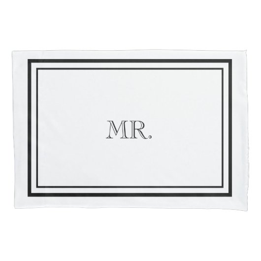 Luxe zwart-wit meneer & mevrouw kussensloop (Voorkant-Links)