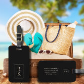 Luxe zwart-wit minimalistische custom monogram bagagelabel