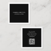 Luxe zwart-wit moderne minimalistische QR-code Vierkante Visitekaartje (Voorkant / Achterkant)