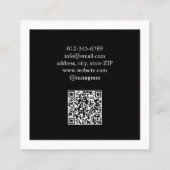 Luxe zwart-wit moderne minimalistische QR-code Vierkante Visitekaartje (Achterkant)