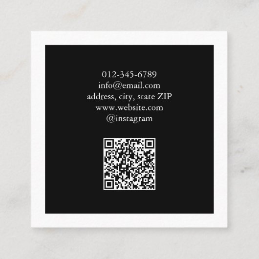 Luxe zwart-wit moderne minimalistische QR-code Vierkante Visitekaartje (Achterkant)