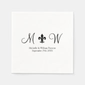 Luxe zwart-wit monogram bruiloft servetten (Voorkant)