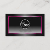 Luxe Zwart-wit Ombre Roze Lijst Logo Visitekaartje (Voorkant)