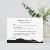 Luxe  zwart-wit RSVP w maaltijdkeuzes (Staand voorkant)